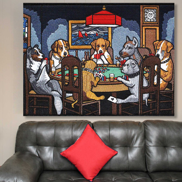 Trinx Cute Dogs Playing Pokers On Canvas Painting Wayfair